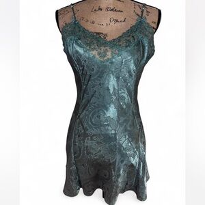 Victoria's Secret Satin Chemise with Lace - Teal